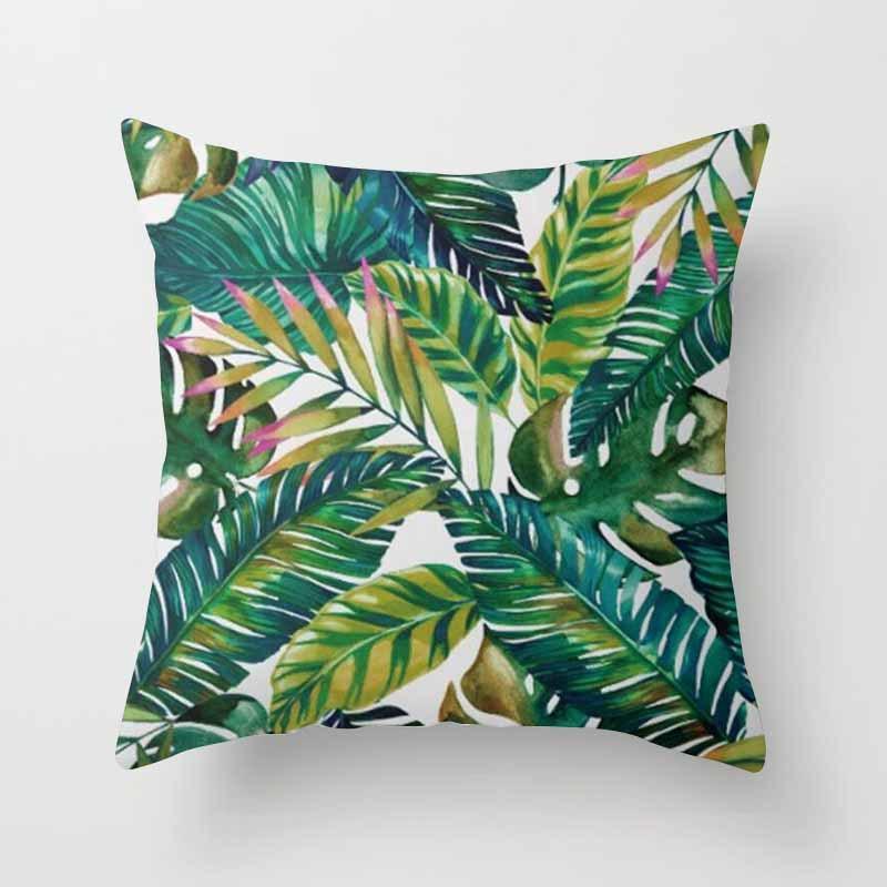 Fashion Tropical Plant Polyester Pillow Case Office Fabric Sofa Cushion Cover Home Polyester Pillow Case