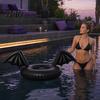Summer Beach Float Ring Inflatable Pool Float, Creative Bat Wings Decor, Black Thickened PVC Swim for Party Halloween Calm Water Tube