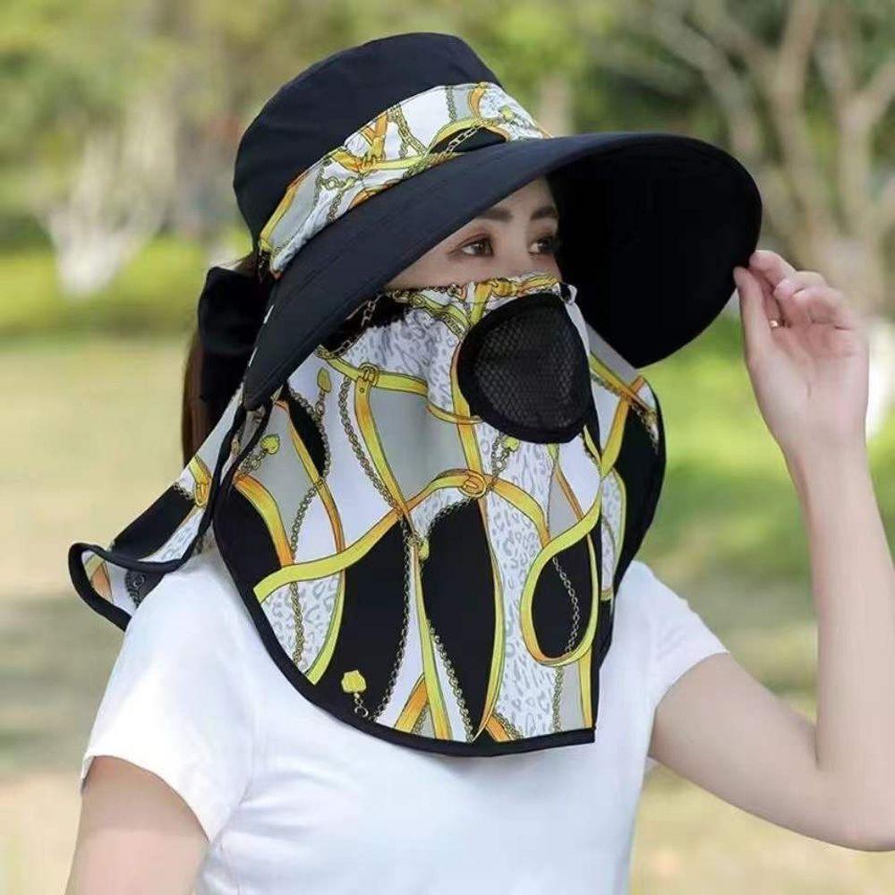 Fishing Caps Outdoor With Neck Flap Women Sun Hat Summer UV Protection Flower Print Bucket Hat