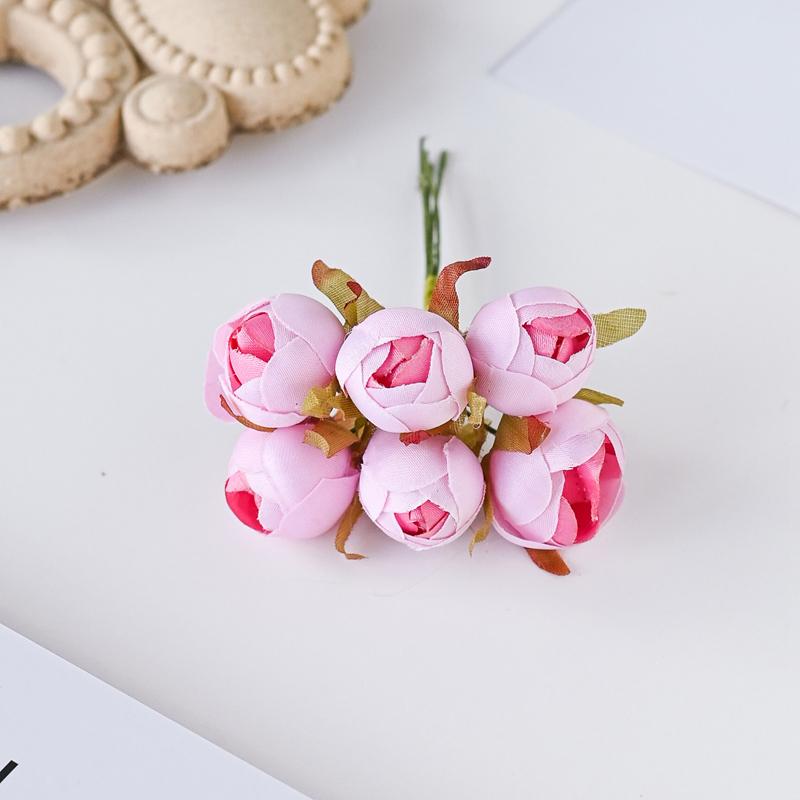 6Pcs Bouquet Multicolor Silk Roses Bouquet Vases for Home Decor Wedding Decorative Flowers Wholesale Christmas Wreath Scrapbook