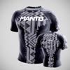 MANTO "Buddha Statue" Blue Gold Print Short Sleeve Rash Guard Black BJJ Compression Training Shirt for Men