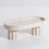 Beige Marble Tray with Leg Vintage Natural Stone Jewelry Cosmetics Tray Serving Tray Cup Cake Stand Set for Hotel
