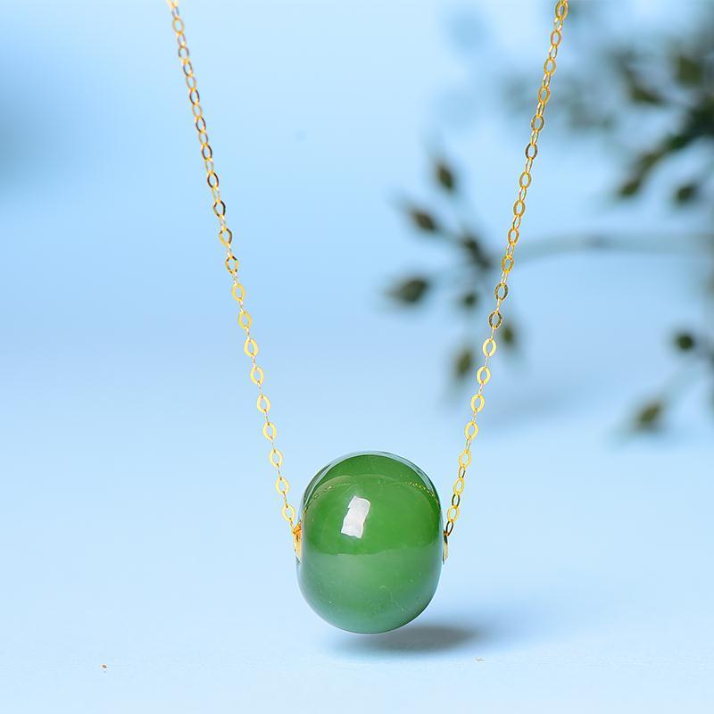 Creative New Design Natural Hetian Jasper Bead Pendant Ladies Necklace Simple And Fresh National Style Jewelry