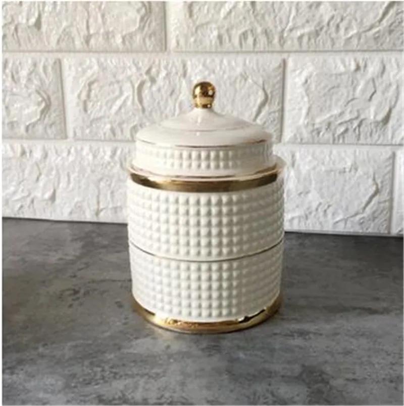 Ceramic Handmade Pagoda Style Storage Jar Tank Make Up Jewelry Box Home Decoration Candy Suger Jar Decorative Cans Candle Holder