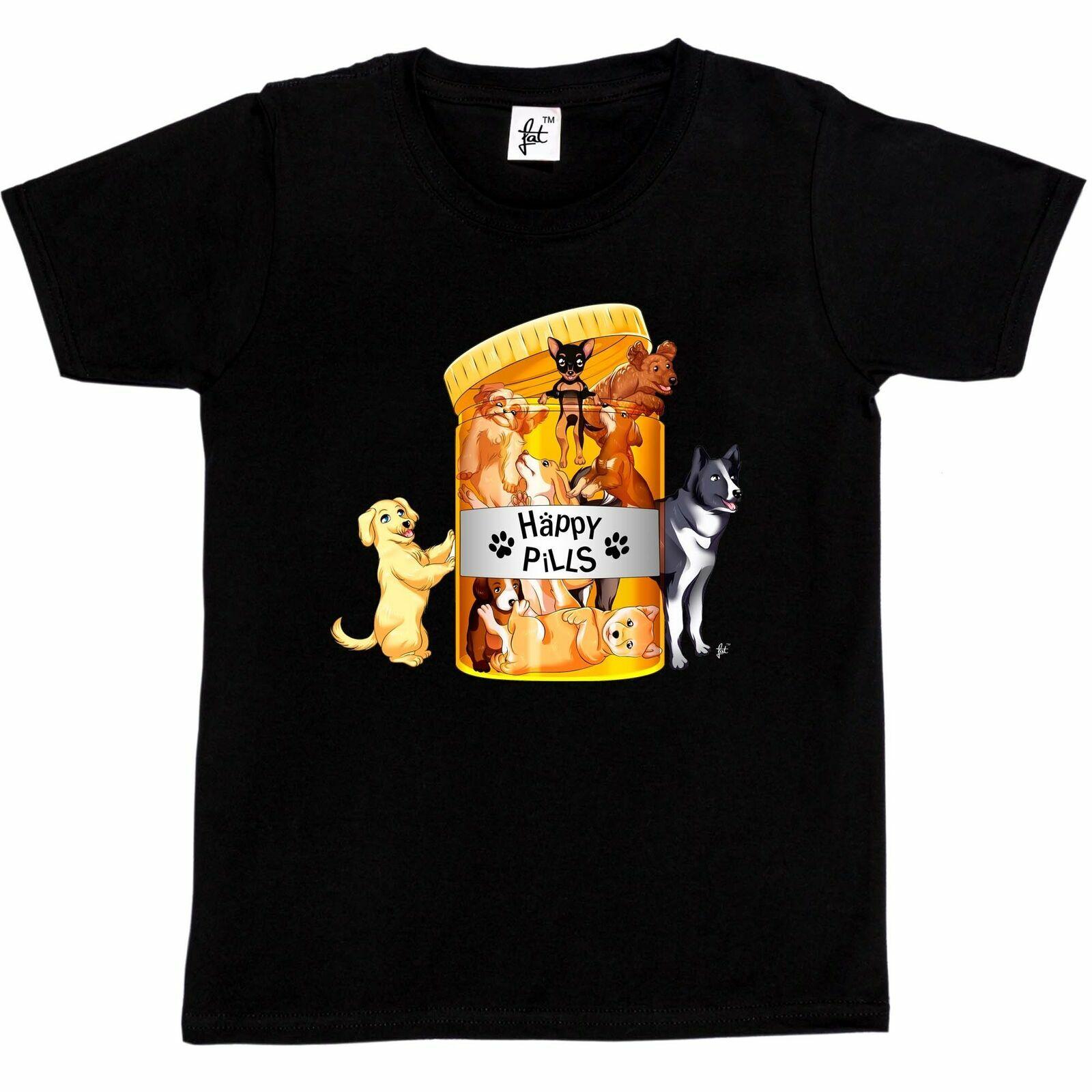 Adorable Cute Puppies Dogs Are My Happy Pills Kids Boys Girls T-Shirt XL