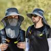 Summer Bucket Hat UV Protection Couple Shawl Fishing Hats Hollow Mesh Sun Protection Big Brim Caps Face Sunscreen Climbing Cap