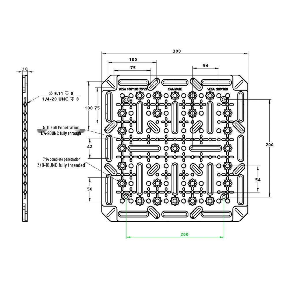 HDRIG VESA-Compatible Perforated Mounting Plate (75-200mm) 3876