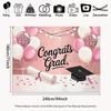 2D Flat Graduation Backdrop Pink "Congrats Grad" Themed Background Cloth