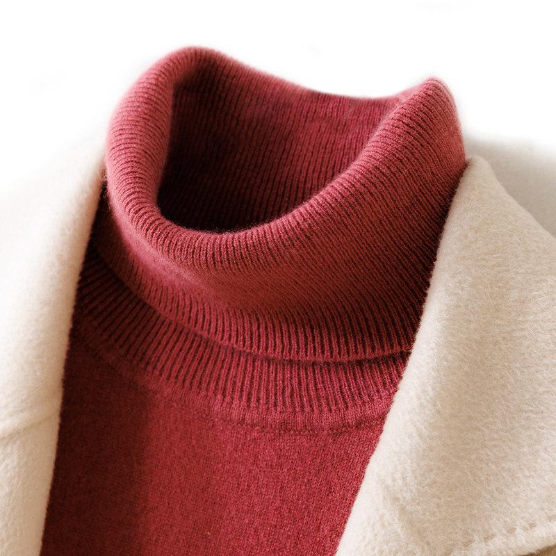 Women's 2026 Cashmere Knit High Neck Sweater - Autumn/Winter Short Top