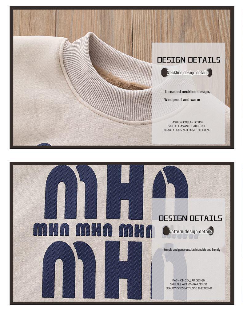 Sweat-shirt à col montant doublé polaire pour garçon - Style tendance automne/hiver 2025