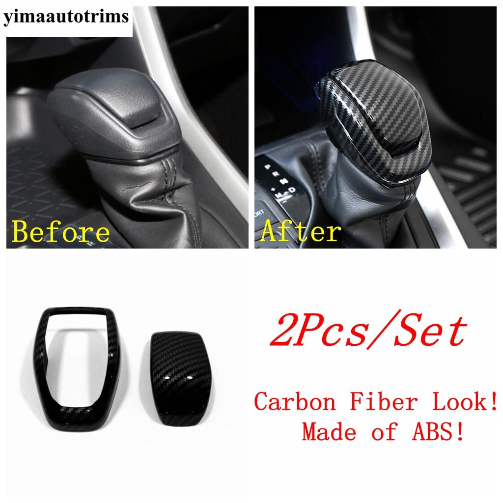 Car Gear Shift Knob Gear Head Cover Trim For Toyota RAV4      2024 RAV 4 XA50 Hybrid ABS Carbon Accessories