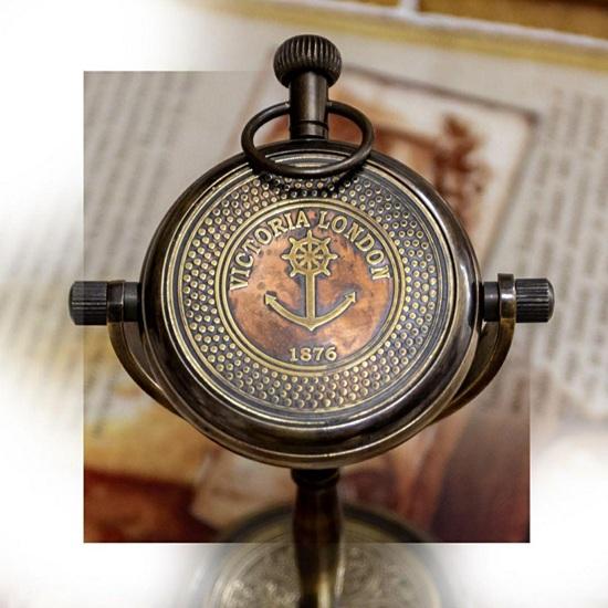 Victorian Brass Desk Clock Nautical Anchor Dial, London Decor Home Decor