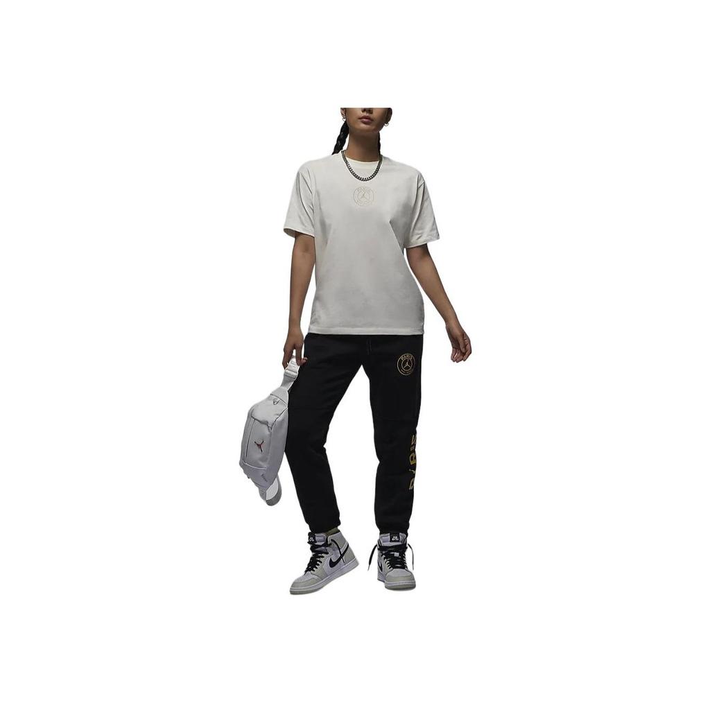 Jordan Paris Saint-Germain Football Print Solid Crew Neck Casual Short Sleeve T-Shirt SS24 Women Tops Sail FN5175-133