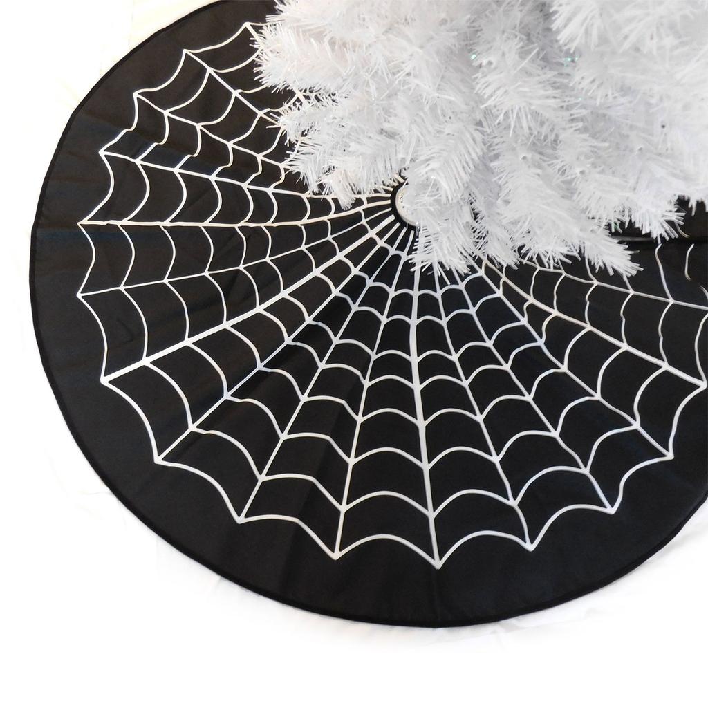 Halloween Tree Skirt Decoration White Spiderweb Tree Apron Festive Atmosphere Tree Matching Decoration