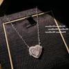 Papalacha Pink Love Gemstone Necklace, Rich Family Gold, Plated With 18K Gold, Sea Blue Zircon Ice Flower Cut, Neck Chain.