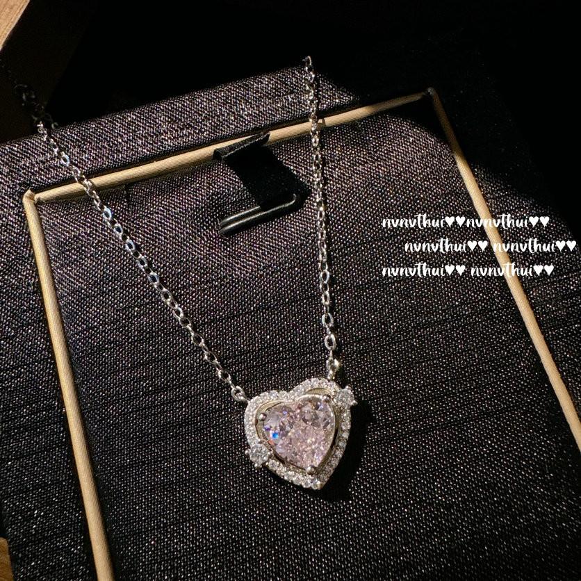 Papalacha Pink Love Gemstone Necklace, Rich Family Gold, Plated With 18K Gold, Sea Blue Zircon Ice Flower Cut, Neck Chain.