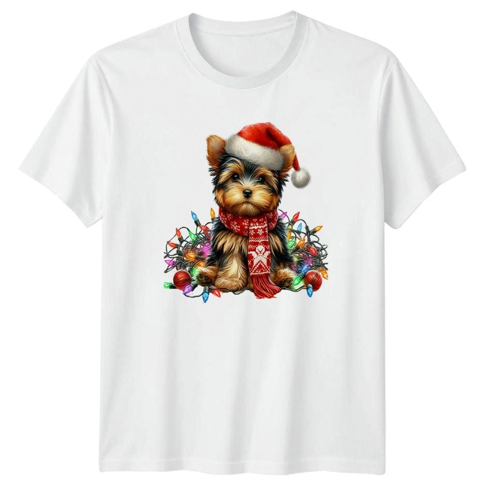 Christmas Puppy Dog Holiday Lights Graphic Tee Unisex Unisex Unisex S