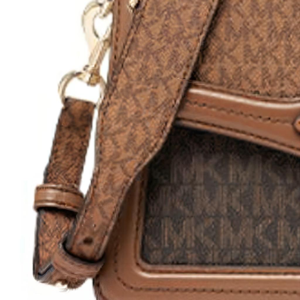 Michael Kors MK Jessie Commuter Logo Color-Block Faux Leather Shoulder Crossbody Bag Medium Women Bags Dark-Brown White 30S0GI6L2V-299