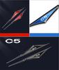 2pcs Car Badge Side Door Fender Stickers For C5 Logo Car Universal Fender Emblem Metal Car Decoration Accessories