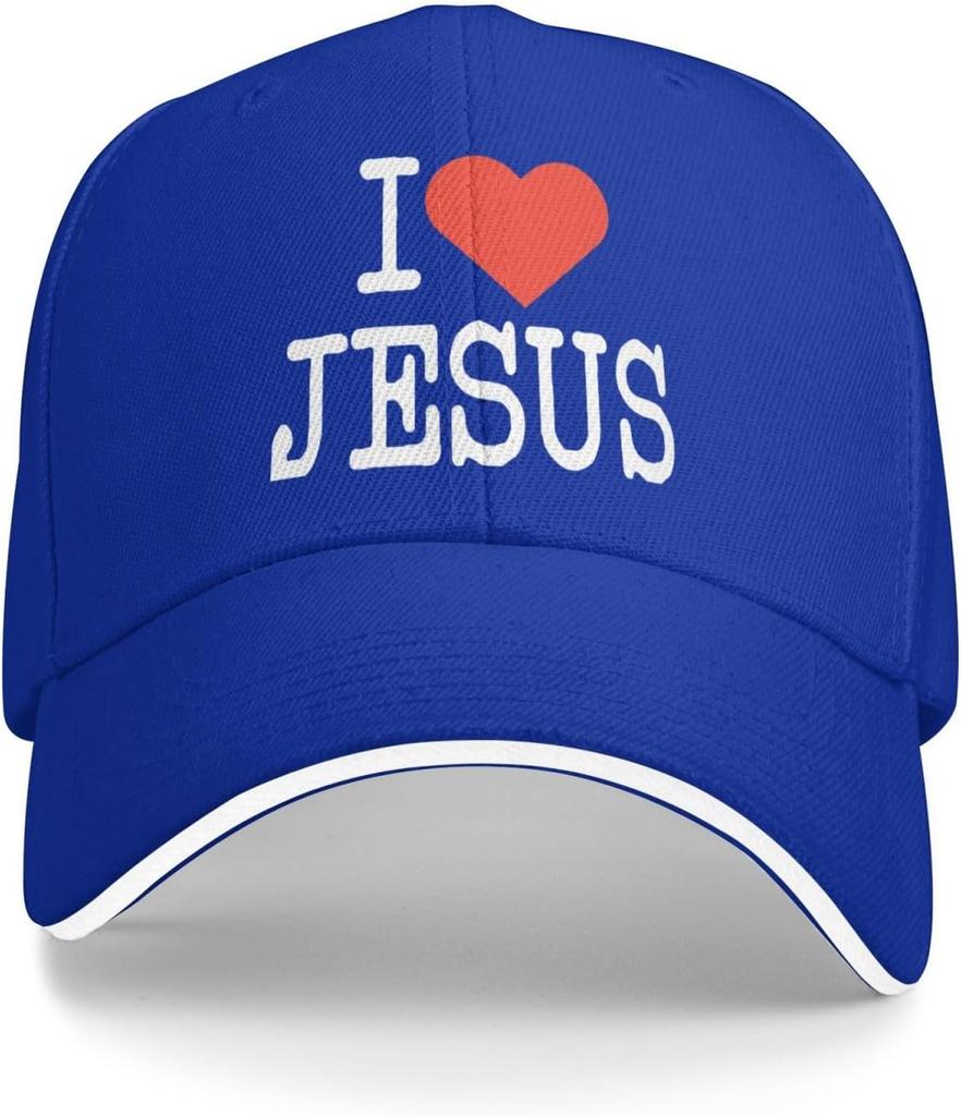 I Love Jesus Christian Baseball Cap Polyester Adjustable Trucker Hat for Adults