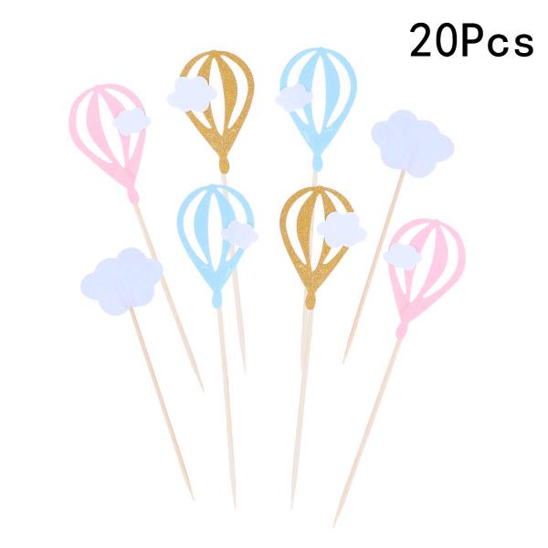 20pcs Glitter Paper Happy Birthday Party Cake Topper Muffin Fruit Cupcake Picks