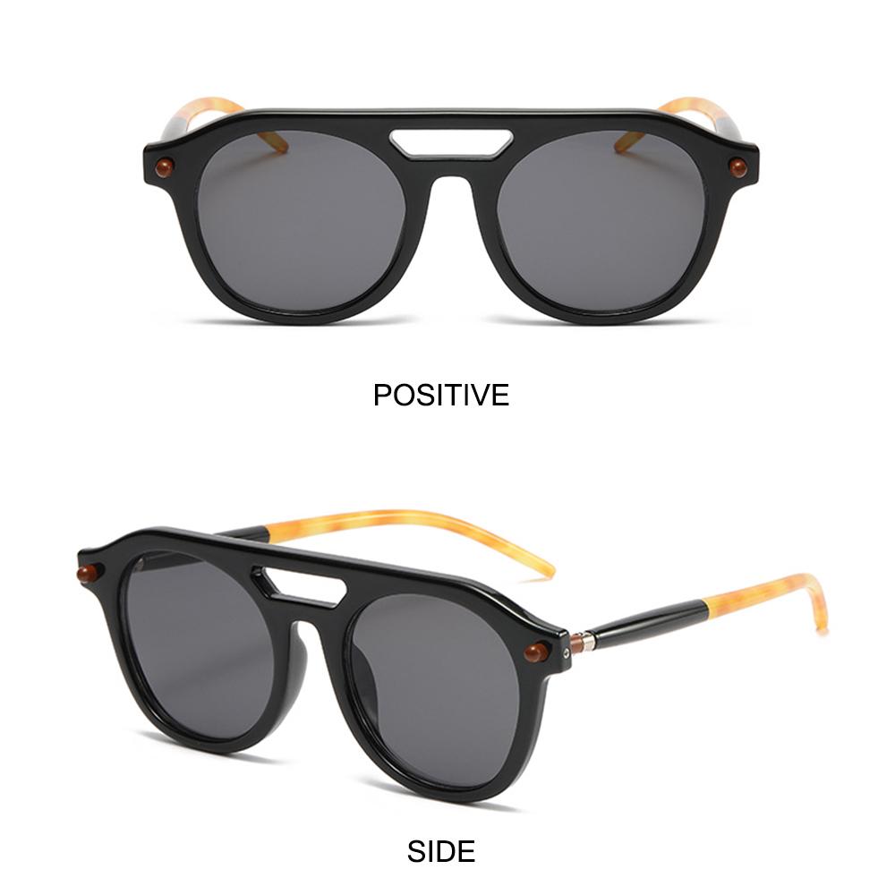 Retro Double Bridge Pilot Round Sunglasses Luxury Fashion Hip-Hop Sun Glasses Punk 70s Glasses for Women & Men