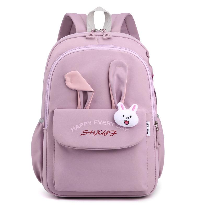Large Capacity Cute Rabbit Pendant Schoolbag Women Nylon Backpack Ins Junior Student School Bag Female Girl Backpack Laptop Book