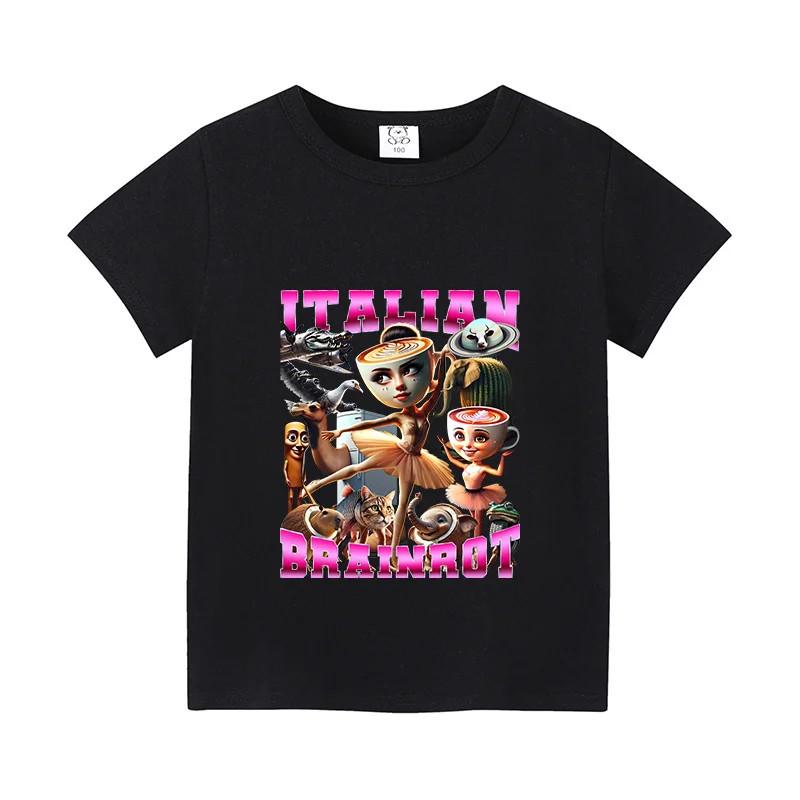 Italian Brainrot Kids Shirt Funny Meme Graphic Tee Cotton 2T-12yrs 3XL