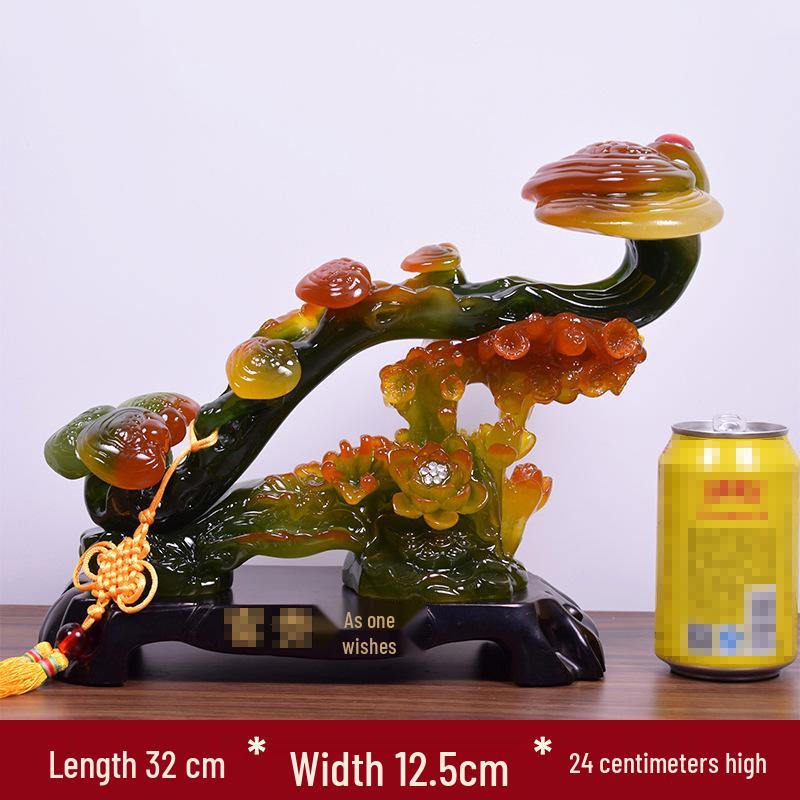 Yellow Jade Ruyi Ornament for Living Room or Wine Cabinet - Housewarming or Company Opening Gift