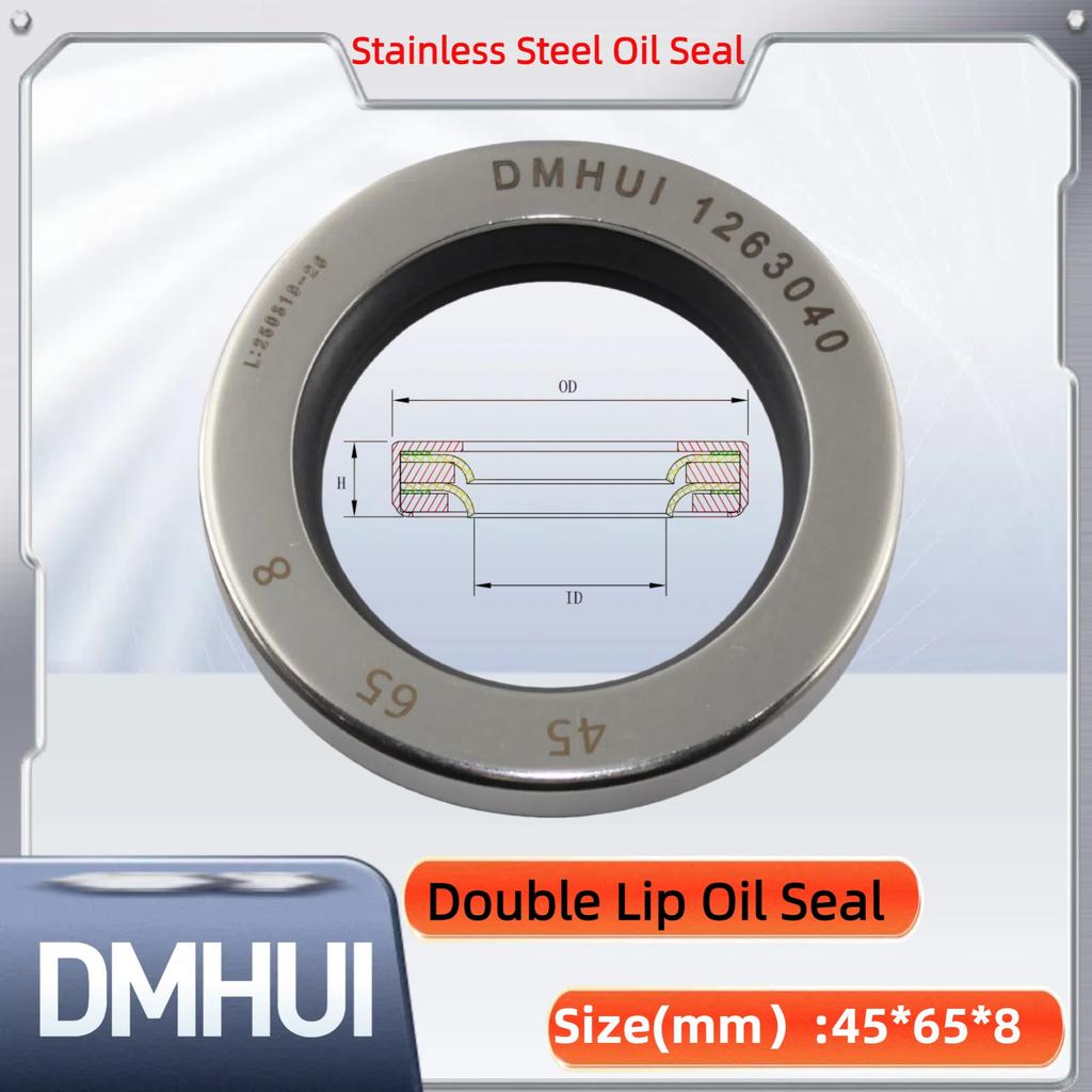 Oil Seal 45x65x8 Double Lip Seal Stainless Steel Oil Seal PTFE SS 45×65×8