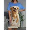 Fun Animal Colorful Patterns Women Mini Dresses Summer Short Sleeve Printed Plus Size Casual Comfortable Soft Dress