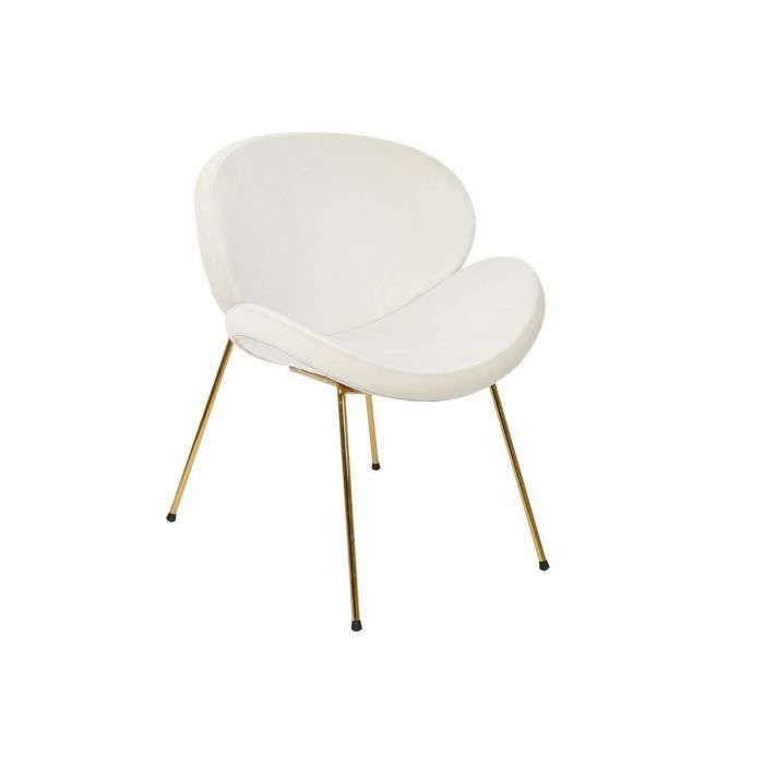 Chaise 63 X 57 X 73 Cm Mousse Doré Métal Bois Blanc