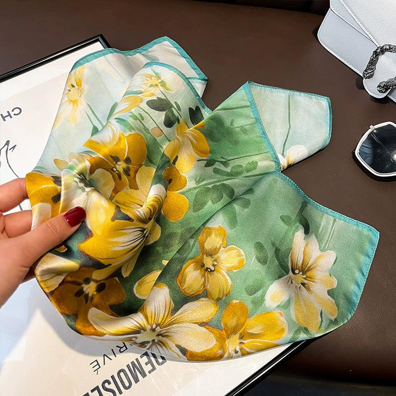 New 100% Natural Real Silk Scarf Women Bandana Square Scarves Wrap Kerchief Mulberry Spring Fashion Luxury High Quality Hijab
