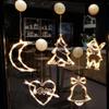 LED Christmas Suction Cup String Lights Battery Box Transparent Deer Bell Snowflake Christmas Tree Colored Lights Holiday Decoration Lights