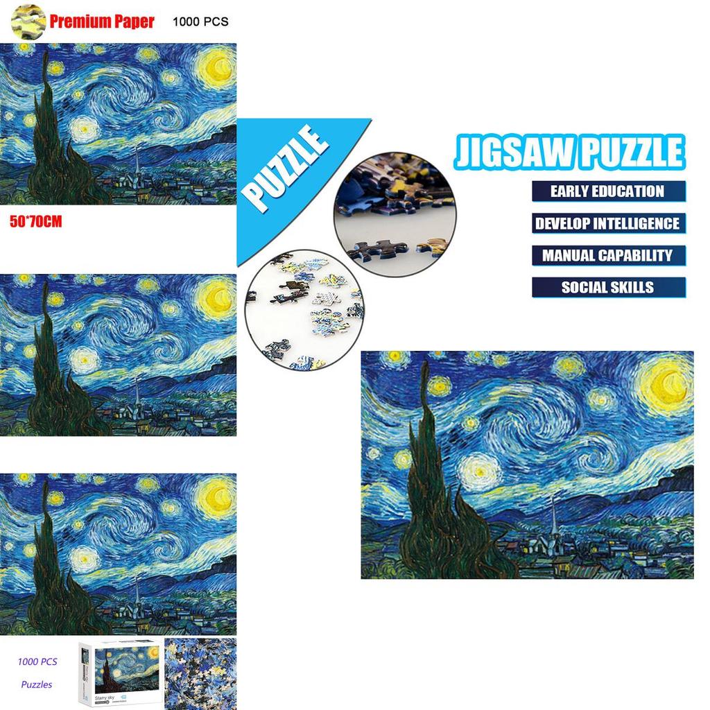 Quebra-Cabeças de 1000 Peças Para Adultos e Crianças Apresentando o Design A Noite Estrelada
