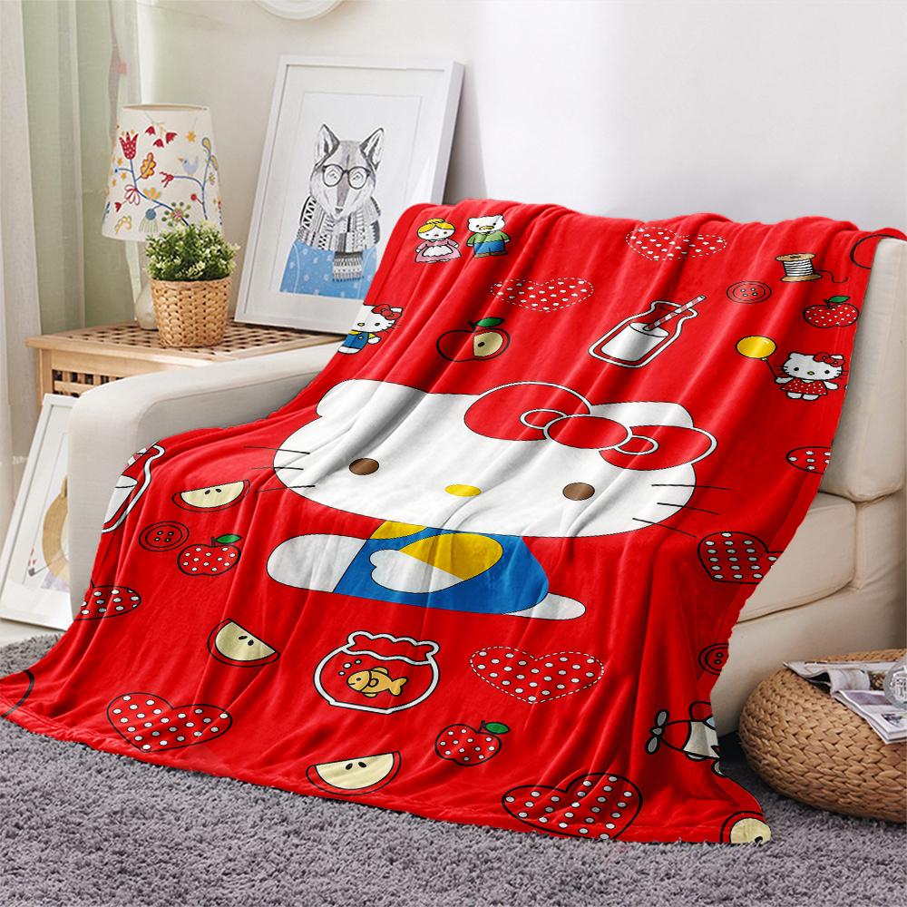 1PC Sanrio Cute Print Flannel Blanket, High quality All Seasons, Home Decor, Warmth and Comfort, Perfect for Christmas Gifts