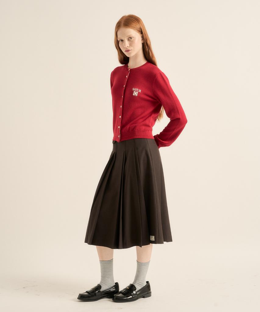 Seteo (W) Wool Pleated Skirt Brown