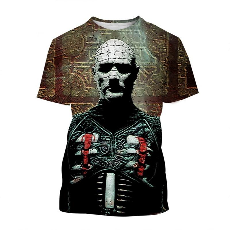 Summer fashion trend creative 3D printing printed horror movie hip-hop casual comfortable printed short sleeved shirt