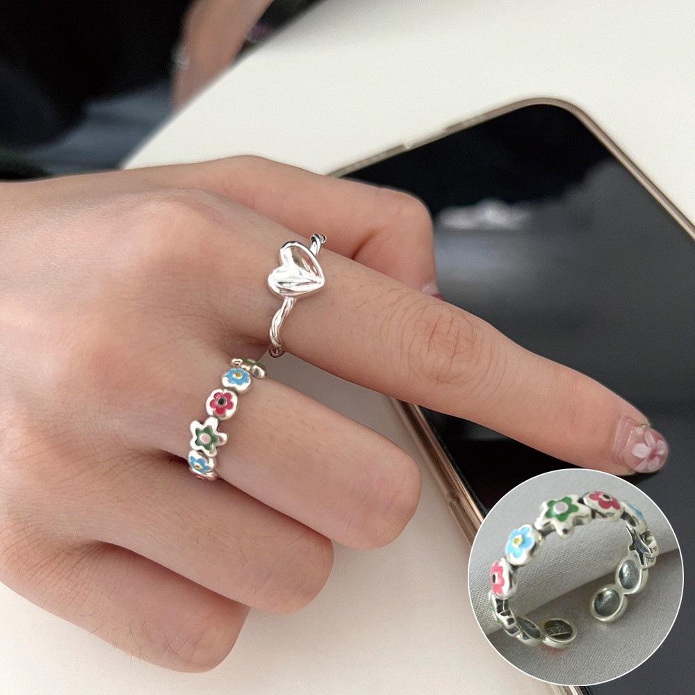 European-American S925 Silver-Plated Geometric Open Ring - Retro, Creative, and Stylish Index Finger Design for Women