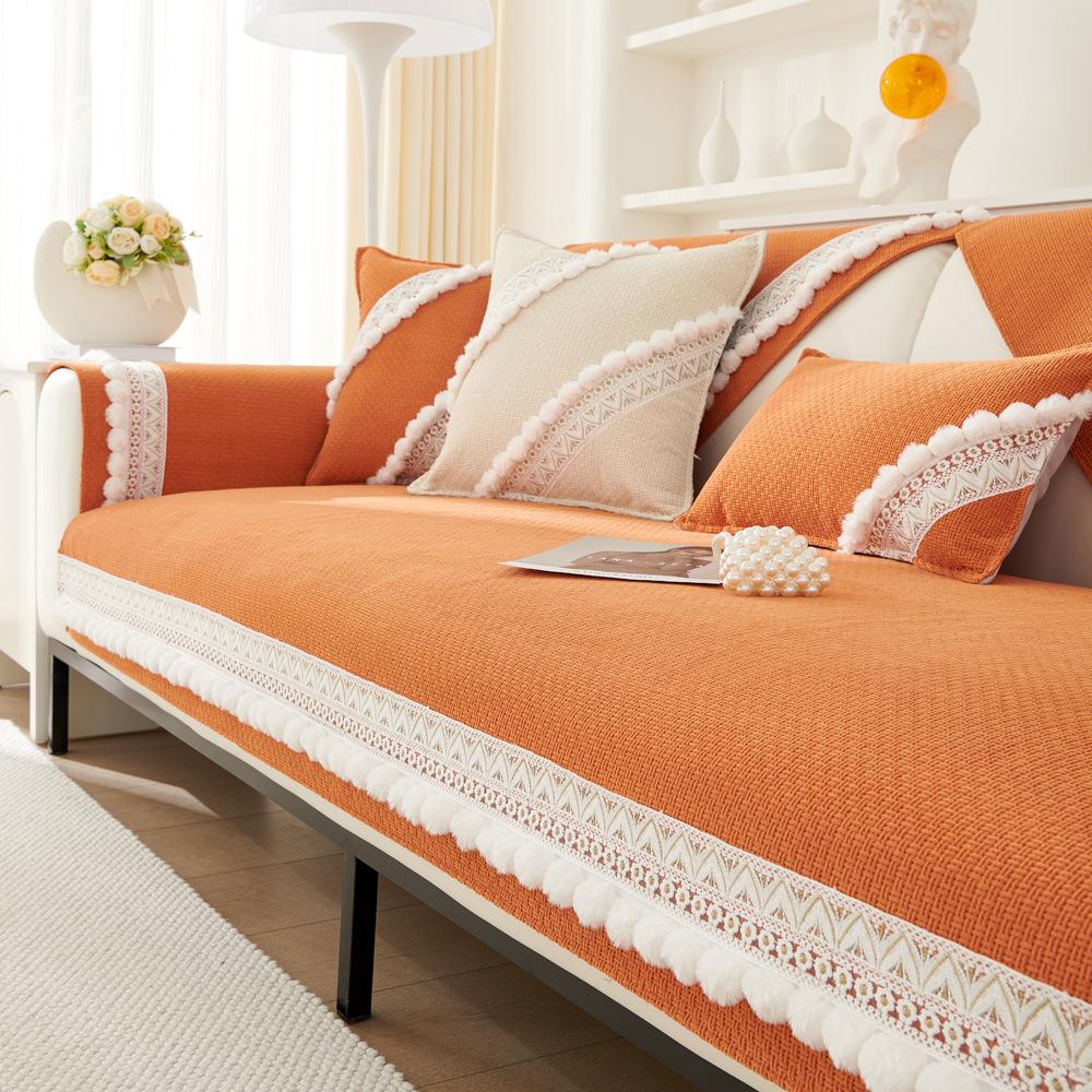 Fresh Cotton and Linen Sofa Cushion Four Seasons Universal Cushion Blanket Non-Slip Sofa Cover Cover Cloth