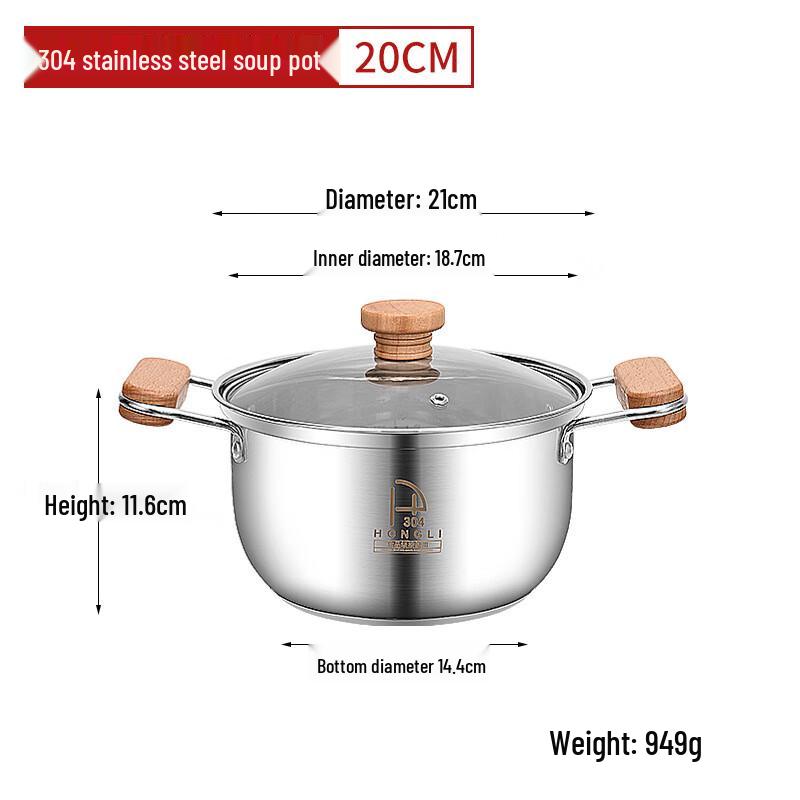Yoshida Sho 304 Stainless Steel Wooden Handle Saucepan