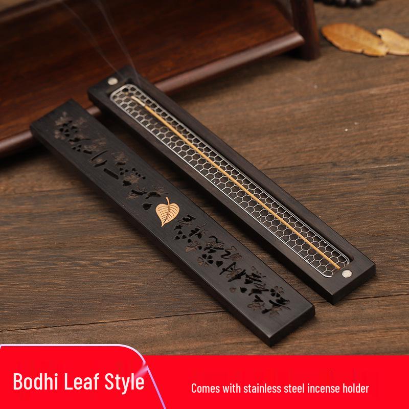 Ebony Wood Hollow Incense Box and Burner for Agarwood and Sandalwood Sticks