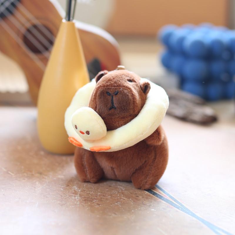 ZAKOL Cute Cartoon Capybara Pendant Keychain Plush Toy Doll Bag Hanging Ornaments Lovely Kapila Doll with Clothes Animal Keyring