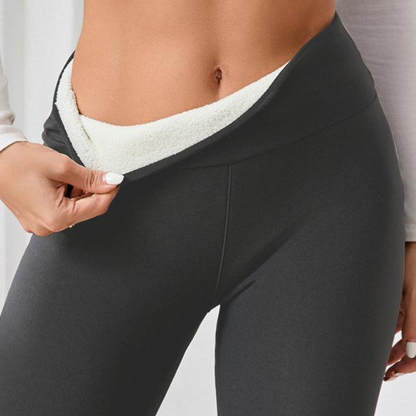 Women's Autumn/Winter High Waist Fleece-Lined Wool Leggings – Velvet, Thick, Warm, Slim Fit.