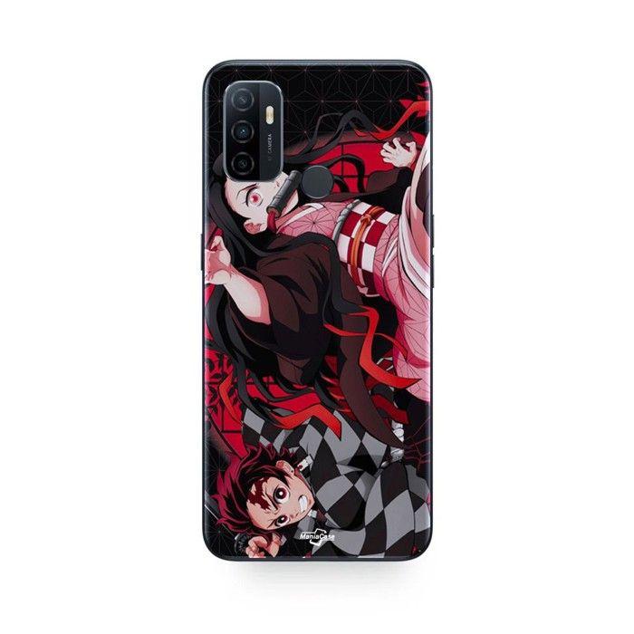 Phone Case - MANIACASE - Oppo A32 - Silicone TPU - Black - Demon Slayer