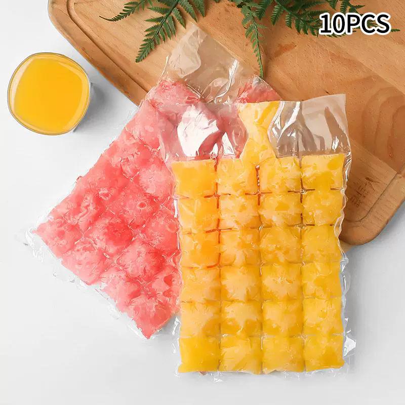 10-100Pcs Disposable Ice Bag Lattice Ice Cube Mold Self-Sealing Ice Tray Bag Ice Popsicle Mold Bags With Funnel Kitchen Supplies