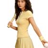 Womens V-Neck Short Sleeve Tennis Shirt Slim Fit Colorblock Stripe Athletic Top