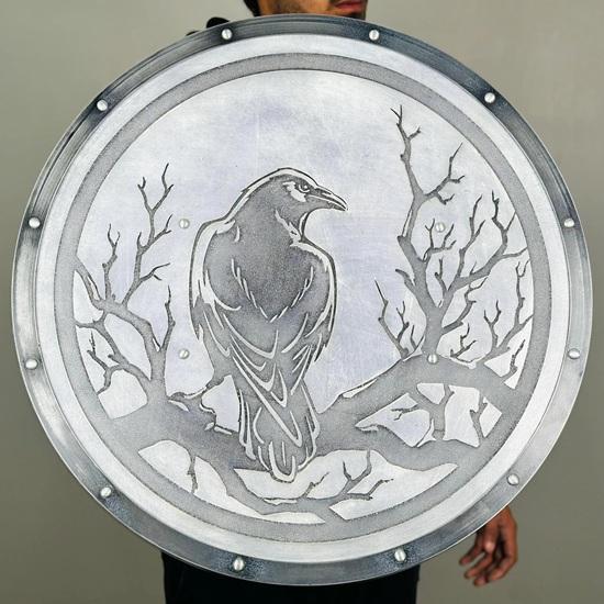 

60.96 см Деревянный щит Эйвор Ворона Аутентичный Ворона Поношенный в бою Скандинавская мифология Вальгалла Щит викинга Средневековый щит воина Подарок