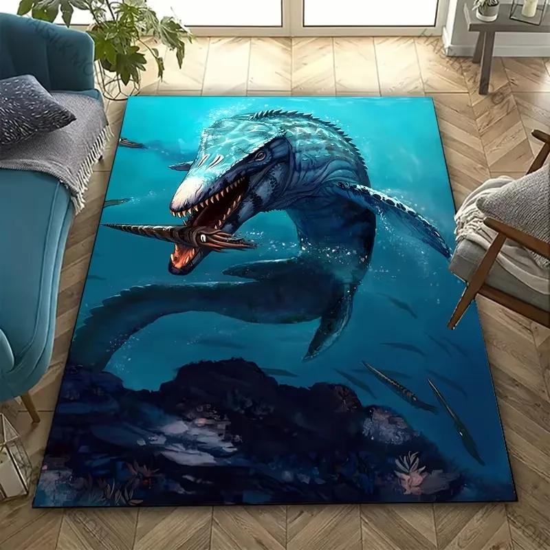 Dinosaur Fossil Theme Carpet Is Suitable for Children's Room Bedroom Living Room Office Durable Non-slip Large Area Mat Soft Rug