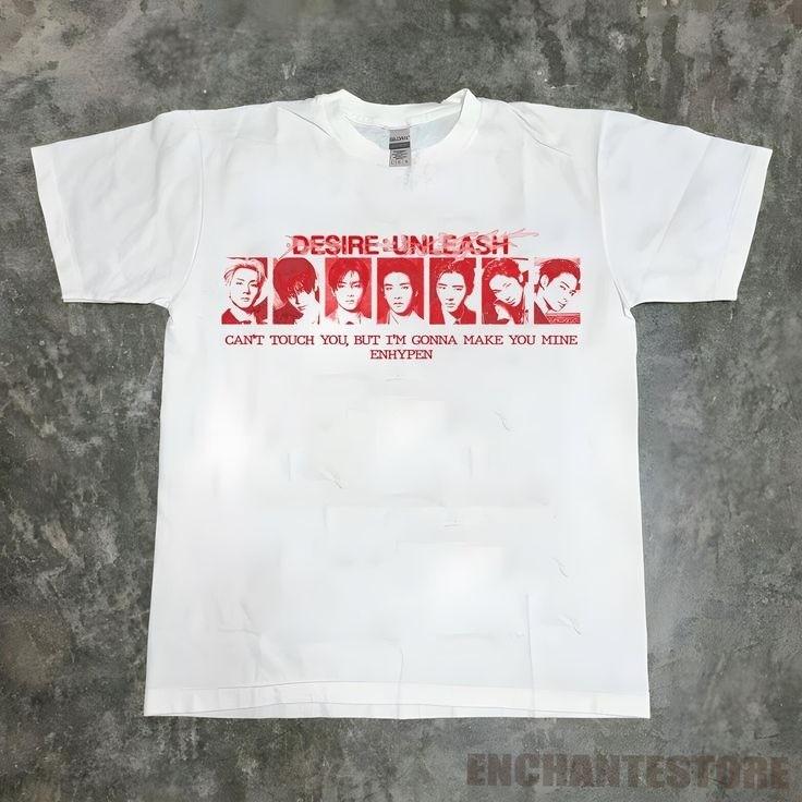 Ретро Enhypen DESIRE : UNLEASH KPOP Футболка с коротким рукавом Унисекс S-5XL Унисекс футболка S
